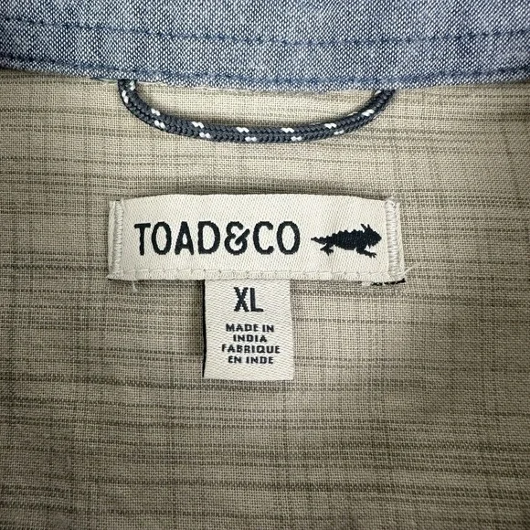 Toad & Co Shirt Mens L Beige Smythy 100% Organic Cotton Button Up Minimal Casual - Picture 3 of 9